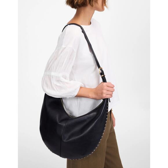 Madewell The Essential Curve Shoulder Bag Leather True Black One Size NWOT - Picture 2 of 13